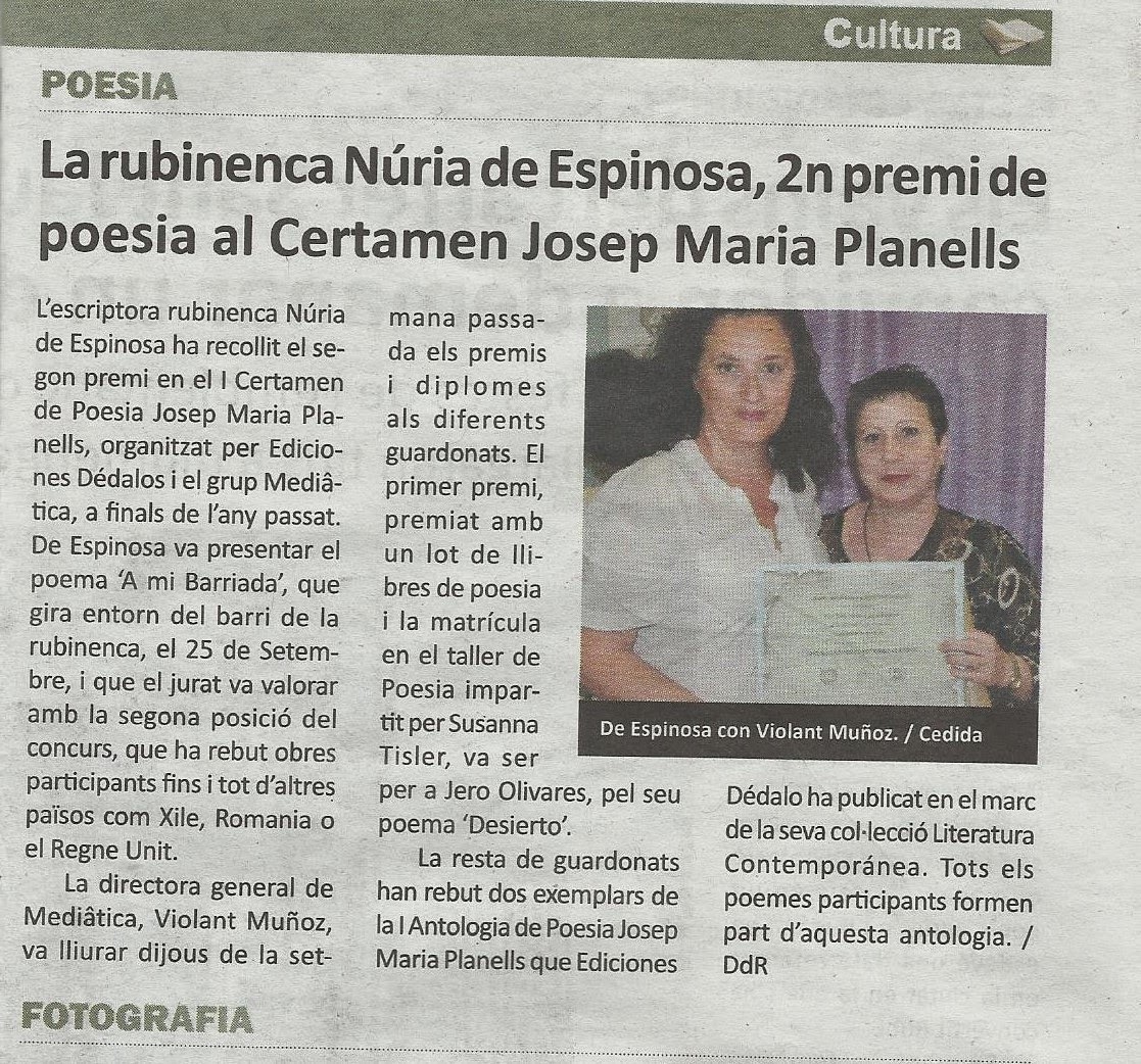 NOTICIA PUBLICADA EN EL DIARIO DE RUBI