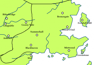 The stormlands and the location of Haystack Hall