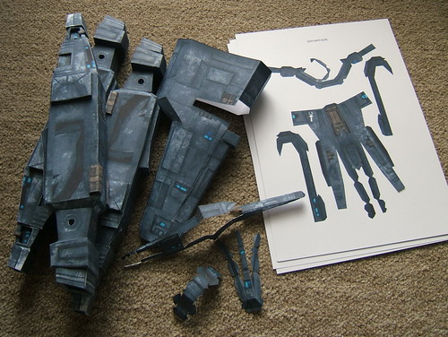 Papercraft Caldari Kestrel in progress