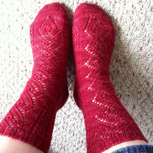 By request, red socks! #norepeatdec Day 6: the sample for my pattern Garnish in Yarntini.