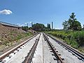 Die verlegten Gleise im Juli 2012 an der südlichen Schlachthausstraße in östliche ...