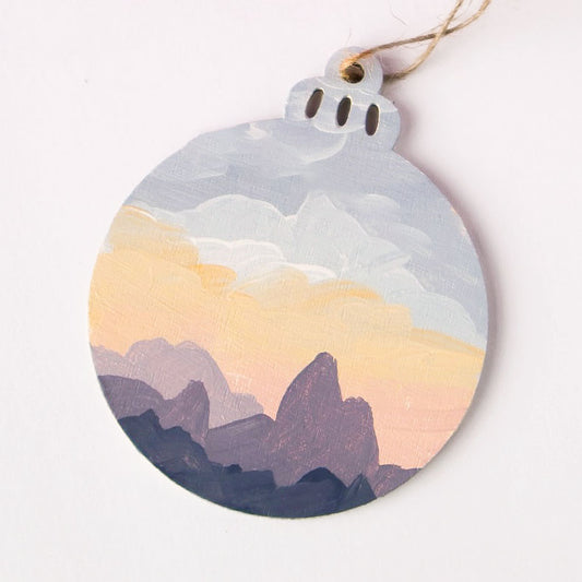 Mountain Sunset Hand Painted Ornament