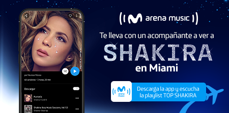 Banner movistar MOVISTAR PREPAGO PRO Con Prepago PRO+ y Arena Music escucha a Shakira sin límites