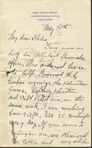 Herbert Howard Sargent. American Military Officer, Author. Autographed Letter signed, (Als). War ...