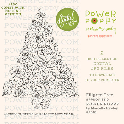 Filigree Tree Digital Stamp Set