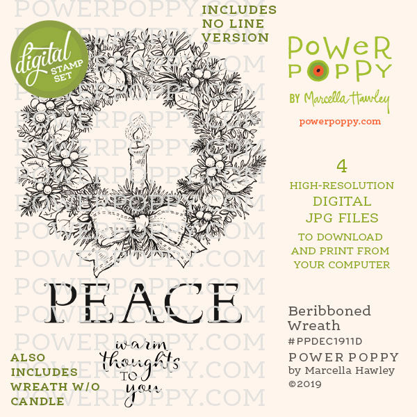 Beribboned Wreath Digital Stamp Set