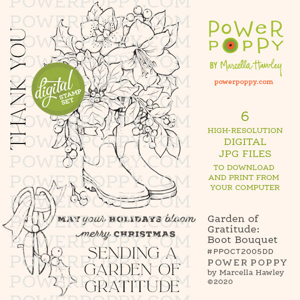 Garden of Gratitude: Boot Bouquet Digital Stamp Set