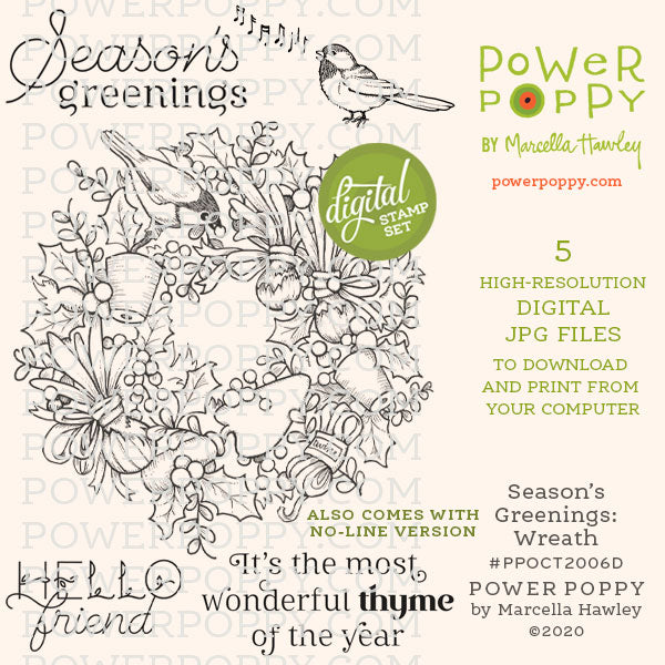 Season's Greenings: Wreath Digital Stamp Set