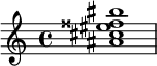  \relative c'' {<ais cis eis fisis bis>1} 