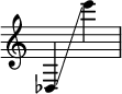 
{
    \override Score.SpacingSpanner.strict-note-spacing = ##t
    \set Score.proportionalNotationDuration = #(ly:make-moment 1/8)
    \override Score.TimeSignature #'stencil = ##f
    \relative c {
        \time 2/4
        \ottava #0 des4 \glissando e'''
    }
}
