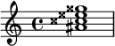  \relative c'' {<ais cisis eisis gisis>1} 