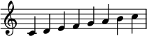  {
\override Score.TimeSignature #'stencil = ##f
\relative c' { 
  \clef treble \time 8/4
  c4^\markup {} d e f g a b c
  }
}