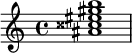  \relative c'' {<ais cisis eis gis b>1} 