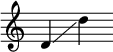 { \set Score.proportionalNotationDuration = #(ly:make-moment 1/8)  \new Staff \with { \remove "Time_signature_engraver" } {\clef treble d'\glissando d''} }