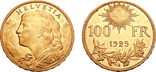 Vreneli de 100 francs.