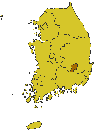 Mapa ng Timog Koreang pinapakita ang lungsod