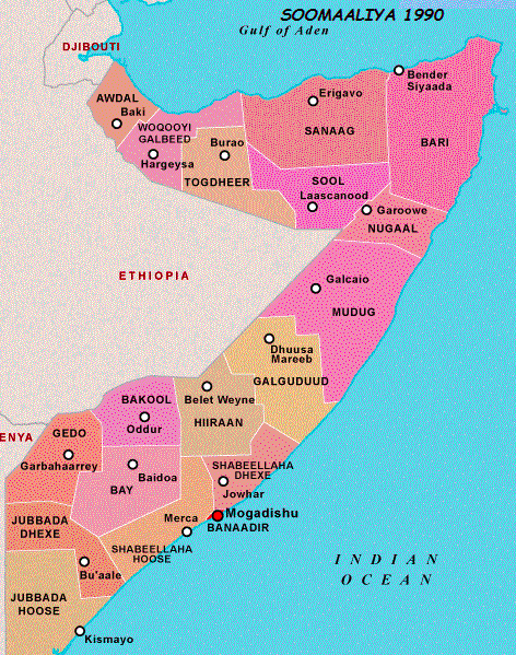 Map of the sites related to the Somali civil war [140]