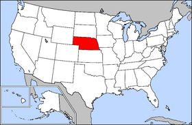 Mapa ning United States with Nebraska highlighted