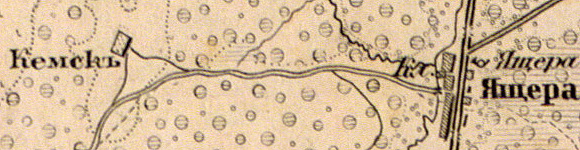 Деревня Кемск на карте 1863 года