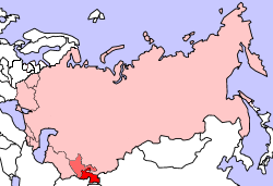 Таджикская АССР в составе Узбекской ССР на карте СССР по состоянию на 1924 год