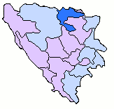 ボスニア・ヘルツェゴビナ内のドボイ地方の位置