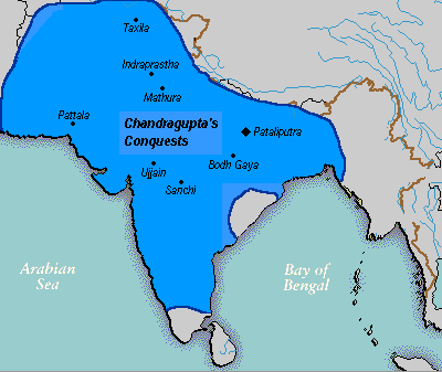 Possible extent of the Maurya Empire at the time of Bindusara's c. 272 BCE