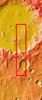 Kaiser Crater (large crater in upper part of image) context for THEMIS image