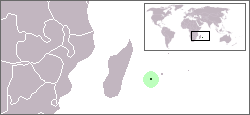 Mapa de Francia resaltando la región de Réunion