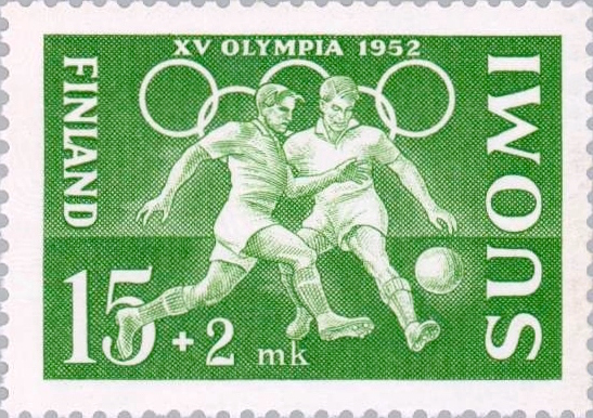 Description de l'image Football at the 1952 Summer Olympics Finnish stamp.jpg.