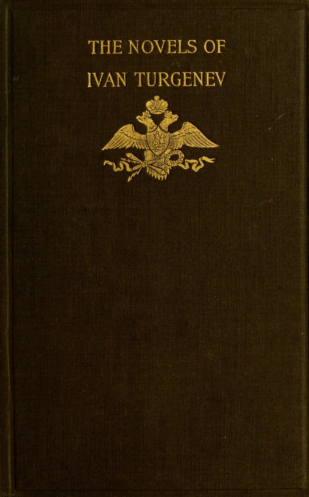 Book cover with text "The Novels of Ivan Turgenev" and Russian double-headed eagle