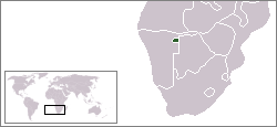 Location of Bushmanland (green) within South West Africa (grey)