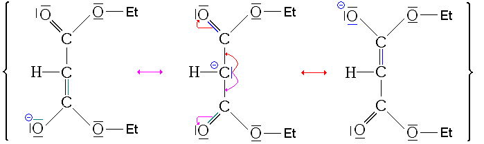 Formes mésomères du malonate de diéthyle déprotoné