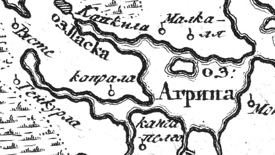 Деревня Ристсеппяля (Рясте) на русской карте 1745 года