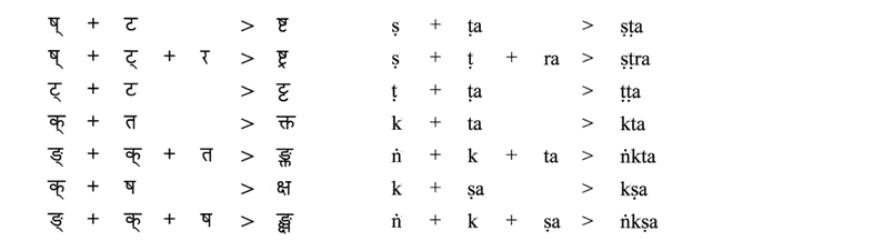 Komplexe Devanagari-Ligaturen