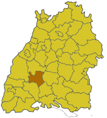 Poziția regiunii Districtul rural Rottweil (Rottweil)