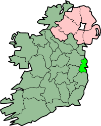 Kort með County Dublin upplýst.