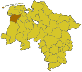 Laag van d' Landkreis Leer in Neddersassen