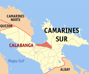 Mapa han Camarines Sur nga nagpapakita kon hain nahamutang an Calabanga