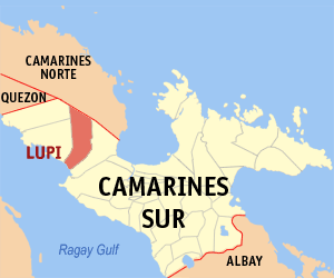 Mapa han Camarines Sur nga nagpapakita kon hain nahamutang an Lupi