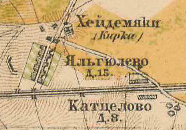 Деревня Коцелово на карте 1885 года