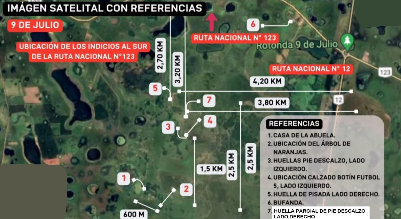 Imagen satelital con referencias sobre desaparición de Loan