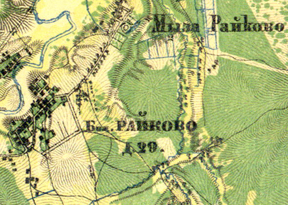 Деревня Большое Райково на карте 1860 года