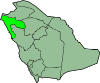 Map of Saudi Arabia with Tabuk highlighted