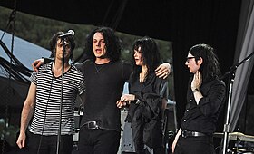 Left to right: Dean Fertita, Jack White, Alison Mosshart and Jack Lawrence, The Dead Weather in 2009.