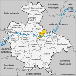 Elhelyezkedése Baden-Württemberg térképén