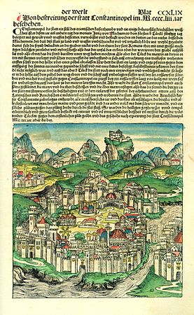 Bericht über die Eroberung Konstantinopels in der Schedelschen Weltchronik, 1493[65]