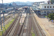 Il piazzale di una stazione con binari ad aderenza naturale