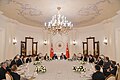 The Turkish flag and the Presidential Standard behind the 11th President Abdullah Gül