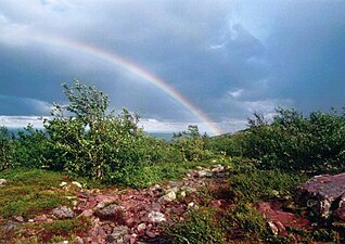 Regnbåge över Fulufjället nära Njupeskär.