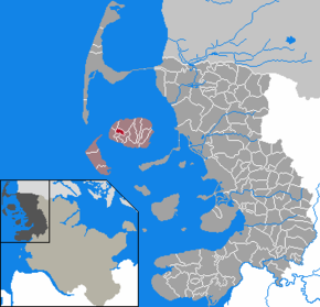 Poziția Süderende pe harta districtului Nordfriesland